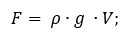 Формула для выталкивающей или подъемной силы (Силы Архимеда)